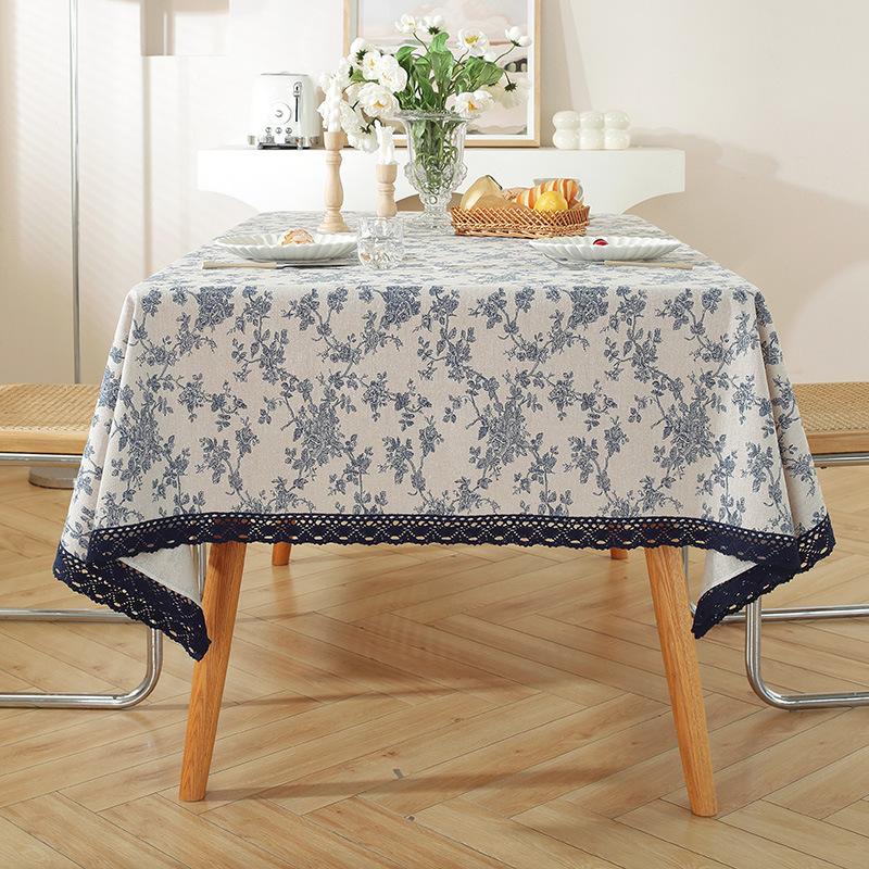 Solid Color Tassel Cotton And Linen Tablecloth Simple High-End Coffee Table Decoration Rectangular Dining Table Cloth