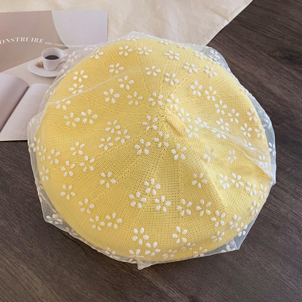 Korean Polka Dot Berets Mesh Beanie Cap British Knit Painter Caps  Streetwear