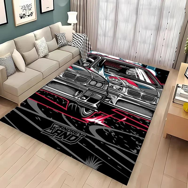 Classic Racing Car Artwork Carpet 3D HD Printed for Living Room Bedroom Mat Sofa Doormat Floor Rug Anti-slip Decor Alfombra Gift