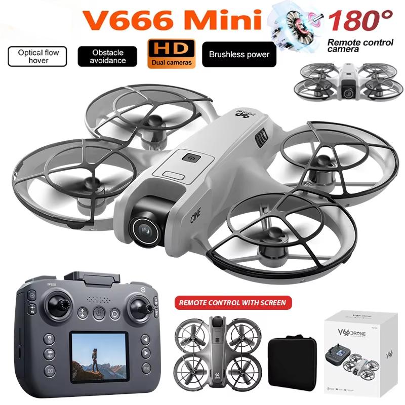 V666 Dron 4K Profesionální 180° ESC HD Kamera Letecký FPV Bezkartáčový Vyhýbání se překážkám s Obrazovkou Dálkové ovládání Skládací RC Dron Hračka Dárek
