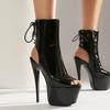 Vento Tacchi Super Alti Impermeabili Tavolo Bocca di Pesce Sexy Nightclub Sandali da Donna Taglia Grande Cerniera Laterale Scarpe da Donna