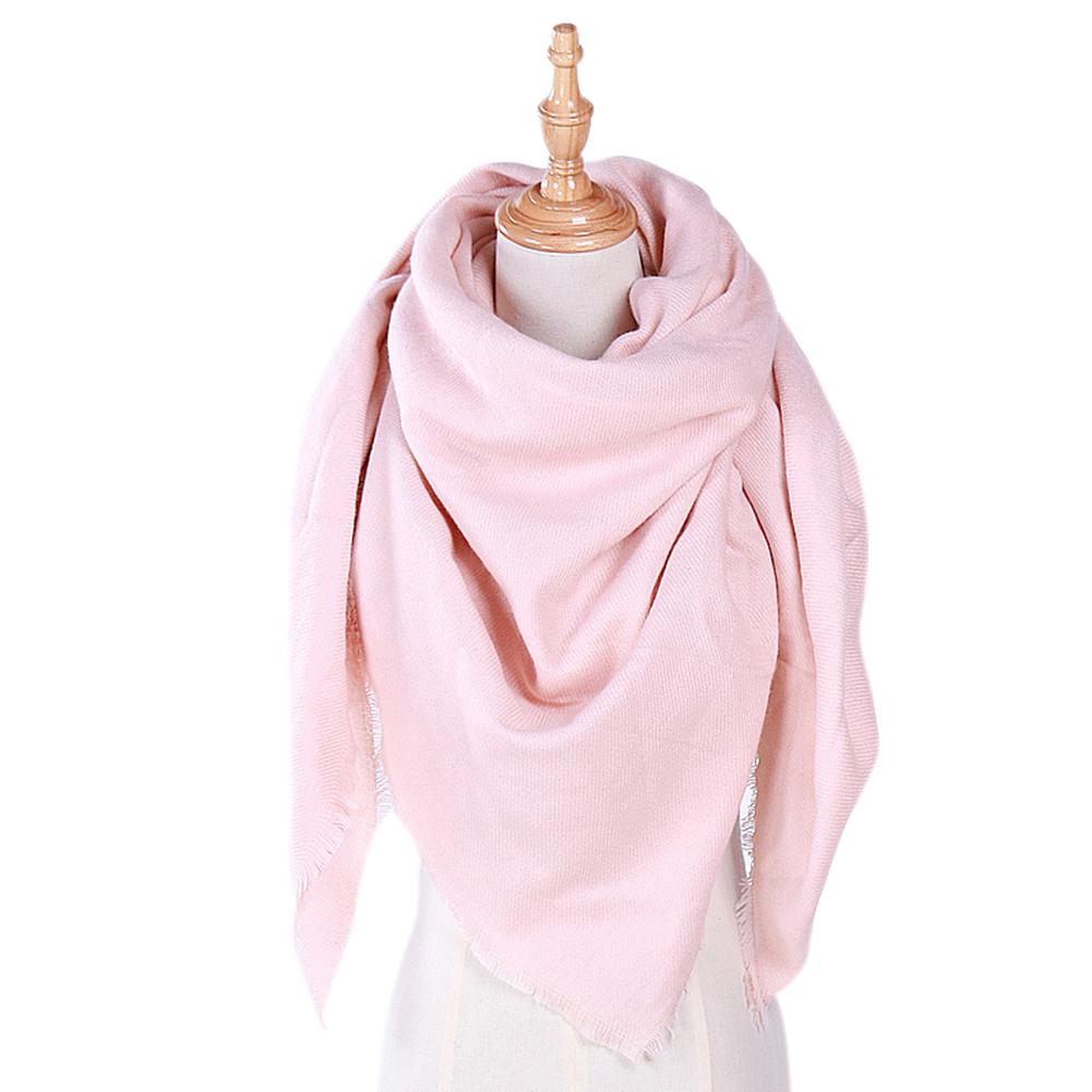 Women Cashmere-Like Scarf Fashion Solid Color Triangle Shawl Wraps Woolen Soft Fleece Scarf