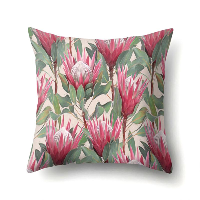 Polyester Pillowcase Plant Decoration Home Printed Pillow Car Waist Cushion Sofa Bed Head Cushion Cover