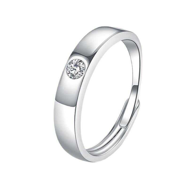 Ring Men's Sterling Silver Moissanite Diamond Ring Wedding Ring Couple Ring Wedding Simple Silver Plated 18K Platinum One Piece