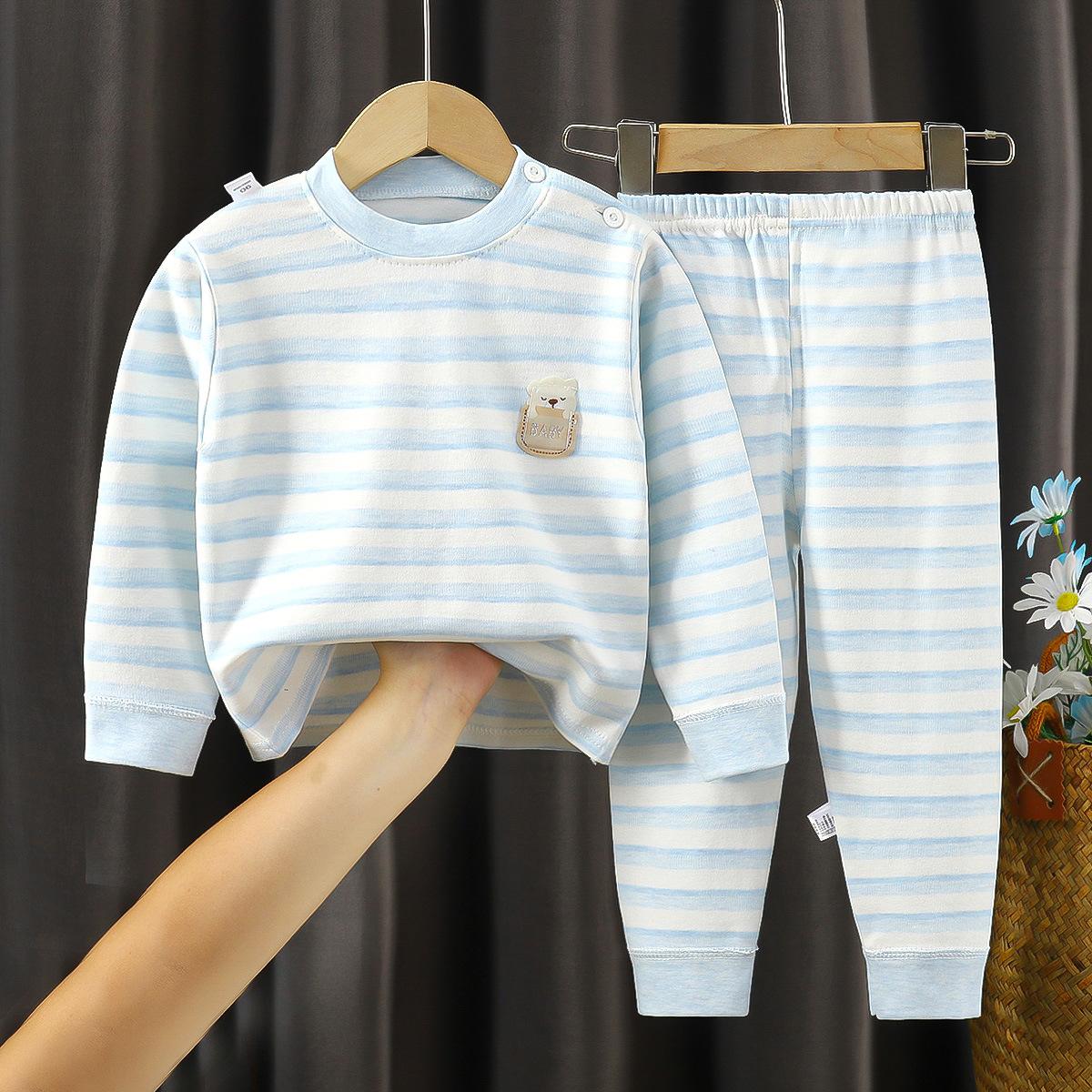 

Хлопок Детские комплекты Детская одежда Мальчики Девочки Детская одежда Мультфильм Осень Зима Топы Штаны Пижамы Нижнее белье Малыш 90cm синий