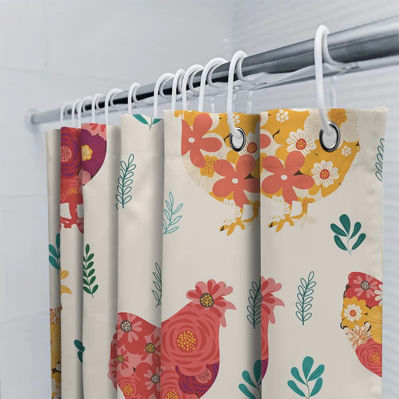 Floral Chicken Print Shower Curtain Waterproof Bathroom Decor Home Decoration Fabric Shower Curtains For Bathtub Modern Design S