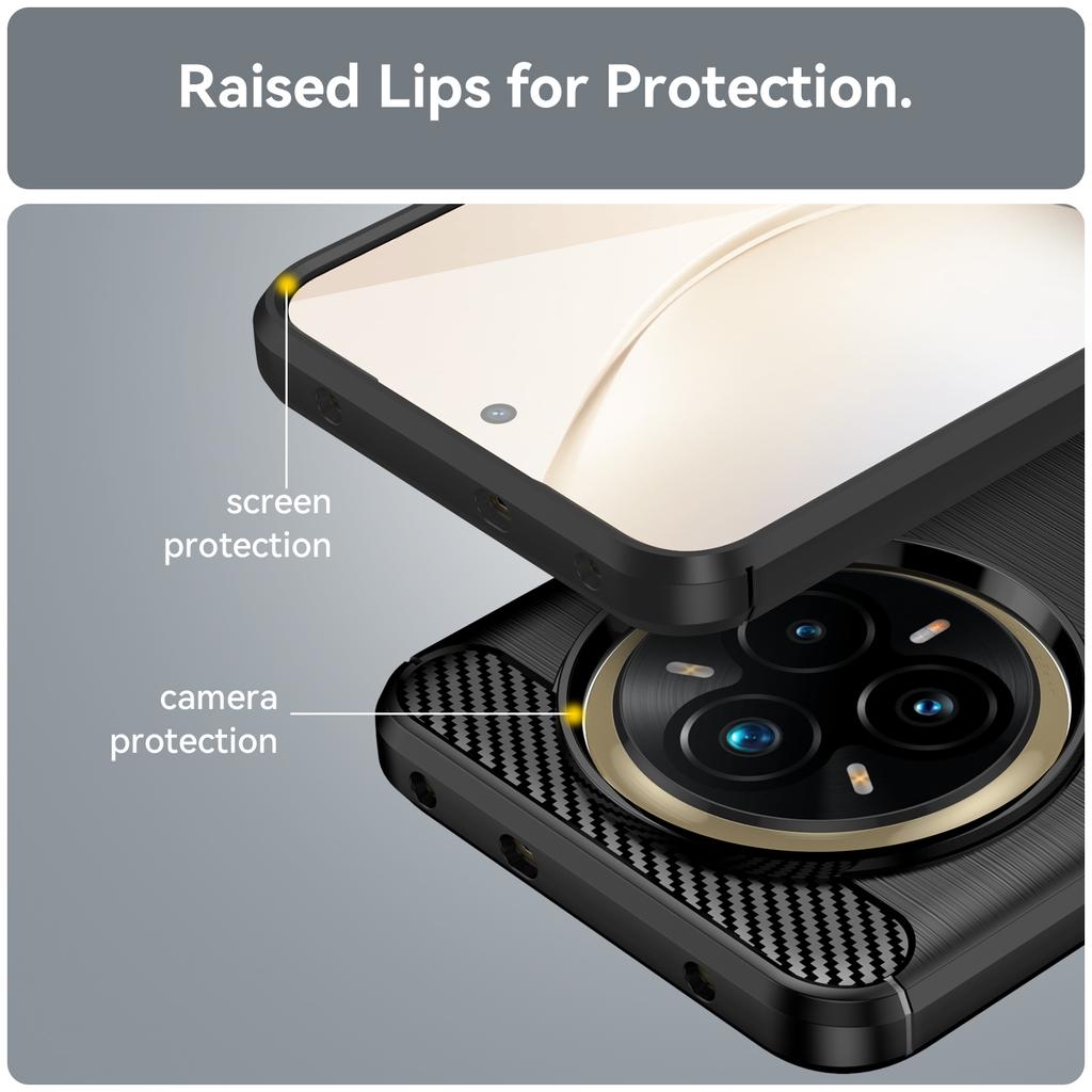 For Realme 14 Pro+ 5G Case Protective Phone Cover Carbon Fiber Texture Brushed
