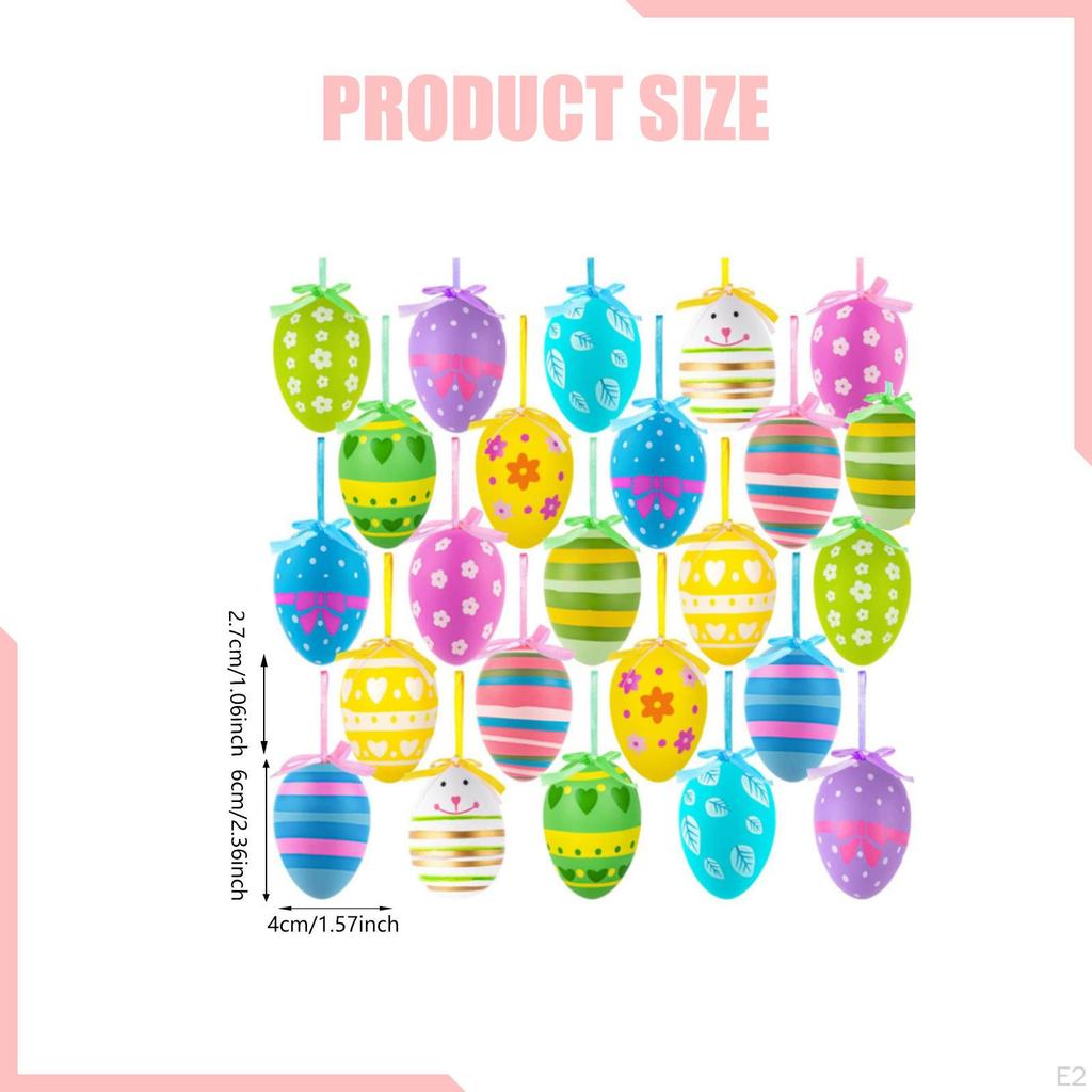 24 Pieces Easter Decoration Eggs 6x4cm Tree Basket Ornaments for Window Party Home