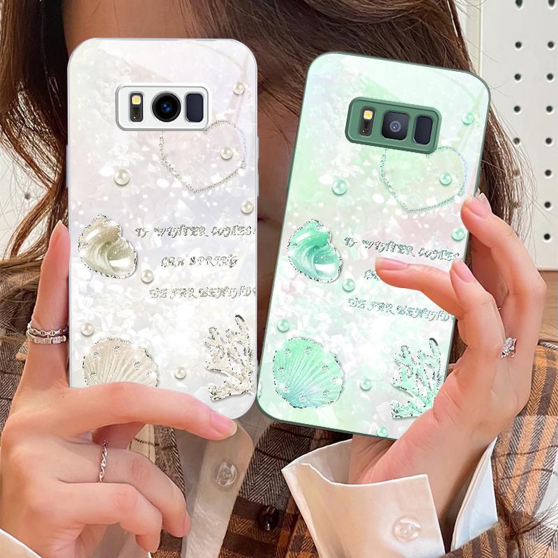 Beautiful Purple Shell For Samsung S25 S25 Edge S25Ultra S8 9 S10 20 U Ltra S21 Pro 22 Plus S23 FE S24 Ultra Glass Phone Case