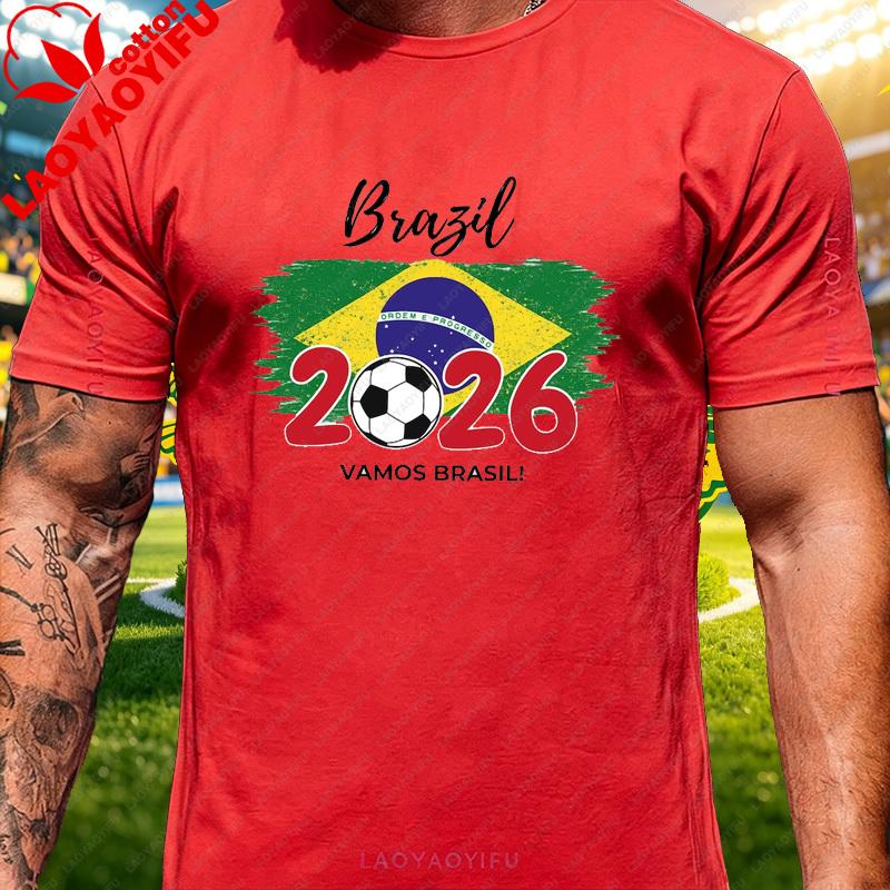 Brazil Country Flag Soccer Fan T Shirt Unisex Retro Vintage Football Supporter Trendy Casual Streetwear Daily Lifestyle Top