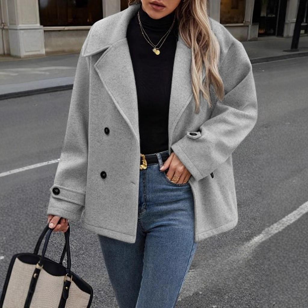 Women's Streetwear-inspired Casual Wool Jacket With Suit Collar