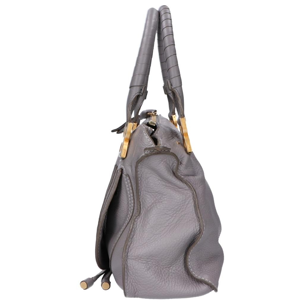 CHLOE Marcy Medium Grained Leather 2-Way Shoulder Bag Handbag grayUsed