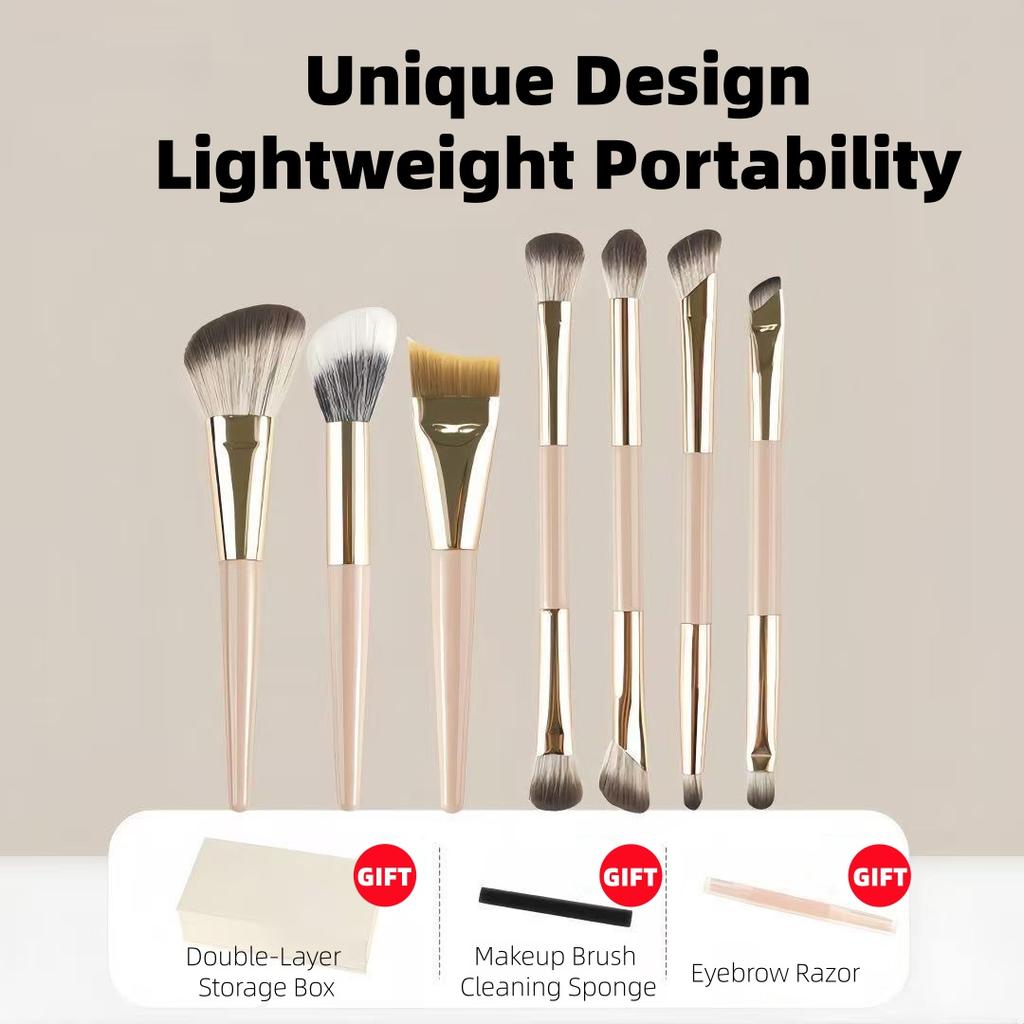 286- Makeup Brush Set - Foundation/Contour/Eyeshadow/Nose Contour/Stippling Brushes with Portable Case