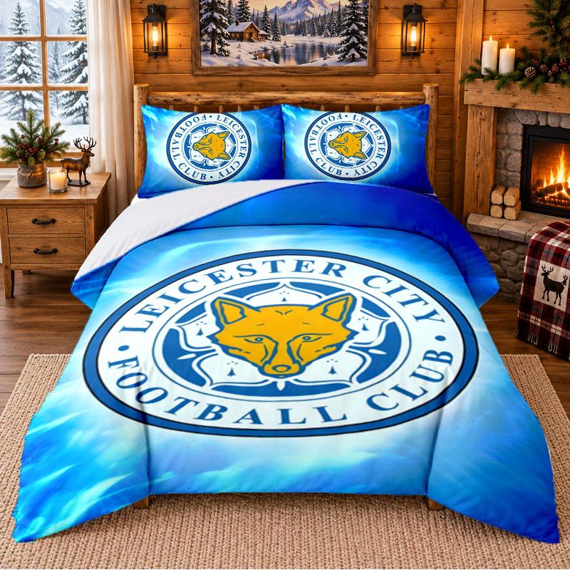 Leicester City Pattern Bedding 3Pcs Set Bed Sheet And Pillowcases For Indoor Bedroom