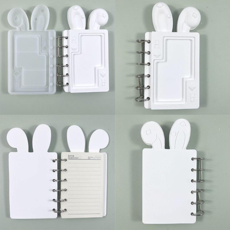 Shaker Resin Molds Rabbit Ear Notebook Shape Silicone Quicksand Molds Resin Casting Mold DIY Making Supplies for Crafts