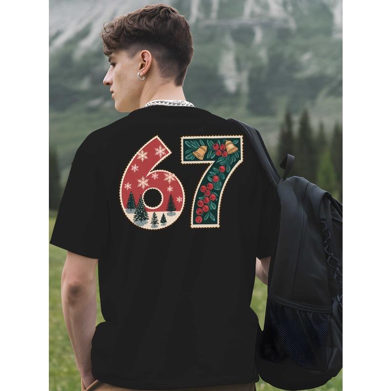 

Christmas Six Seven Men s T-shirts classic versatile round neck back printed T-shirt shirt, suitable for basketball, a must-have Men s summer outfit XL чорний