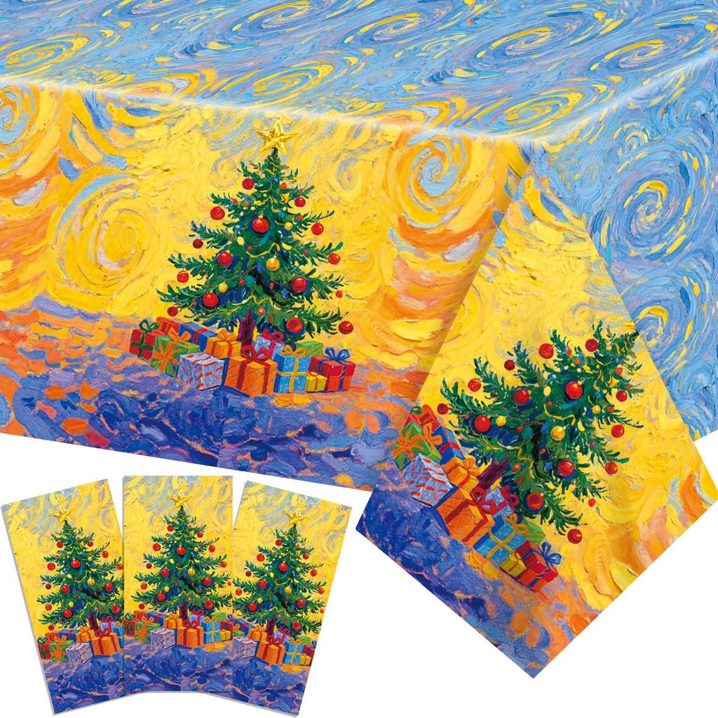 Christmas Theme, Disposable Pe Tablecloth, Christmas Thickened And Durable, Suitable For Christmas Party/Picnic/Household