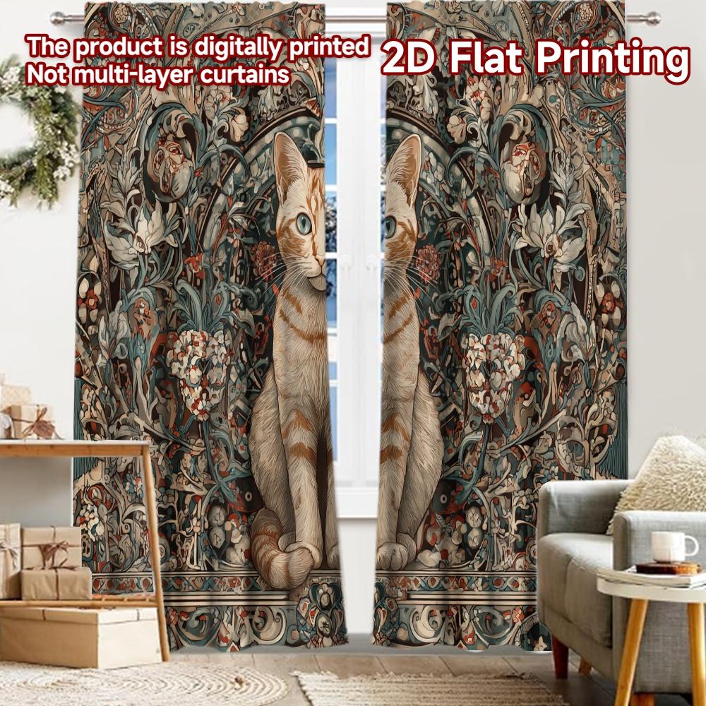 

2pcs, 2D FLAT PRINTING Curtains (Without Rod) Mystic Cat Mandala Minimalist holiday curtains Versatile Fabric Curtains Art Deco 52.50 × 116.00 cm 2 pcs