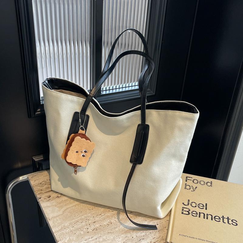 Большая вместительная холщовая сумка женская сумка через плечо сумка через плечо хаки — фото 5