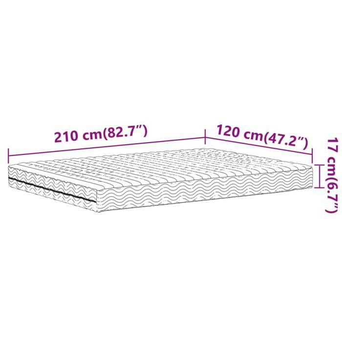 VidaXL Foam Mattress White 120x210 Cm Hardness H2 H3,bed Mattress,day Bed Mattress,foam Mattress for Bed 4016633