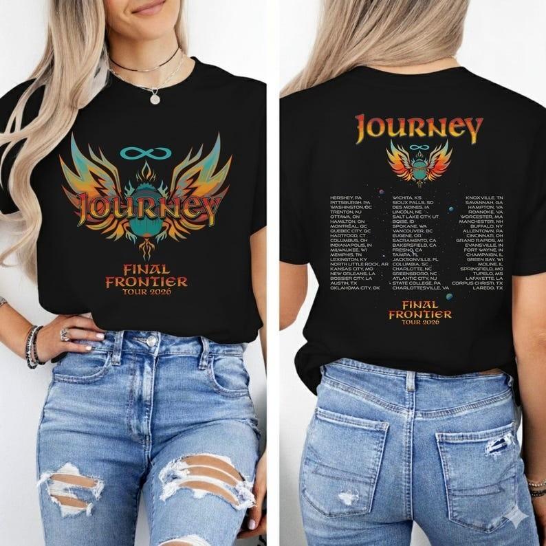 

Journey Final Frontier Tour 2026 T-Shirt Retro Rock Band T-Shirt Unisex T-Shirt S