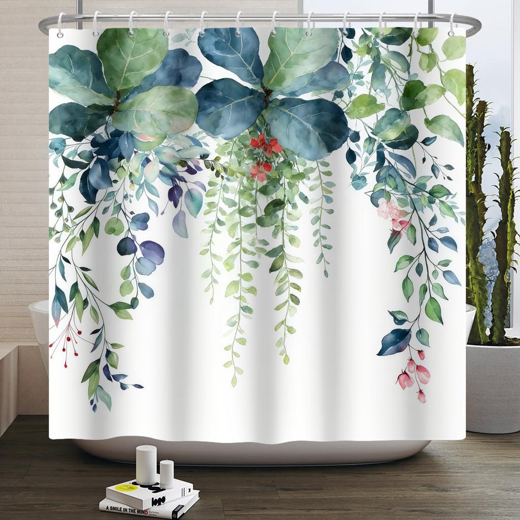 Fashion Modern Plant Shower Curtain Colorful Butterfly Flowers Shower Curtains Bathroom Decor Waterproof With 12 Hooks Curtains