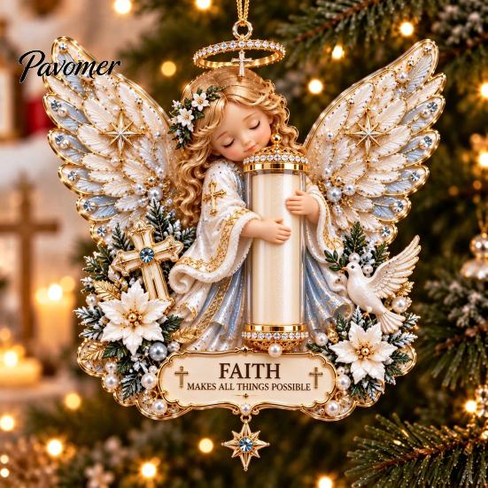 Kerstfeest Bedankjes Engel Geld Ornament, 2D Acryl Boom Feestelijke Heldere Decor Decoratie, Hangend Hanger voor Vakantie Decoratieve Seizoensgebonden Accenten