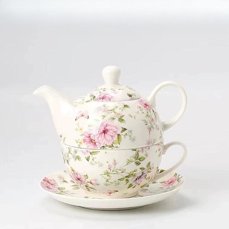 Creative Ceramic Tea Set Large Capacity English Afternoon Tea Coffee Pot Bone China Tea Cup and Saucers for Home Office