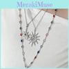 Sun Pendant Necklace With Tassel And Star Shape For Women Elegant Style