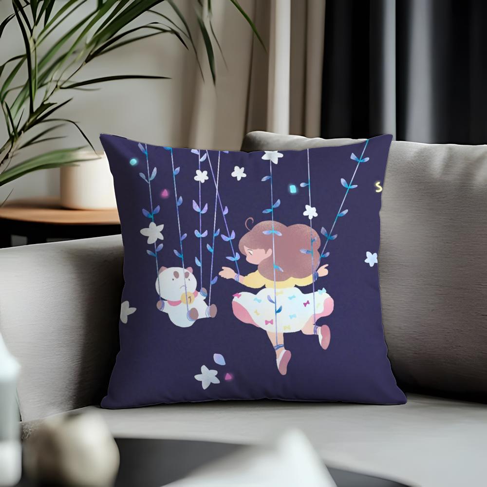 Hot BBbee and Puppycatied Cushion Cover Antidustmite Pillowcase Invisible Zipper Silky Short Plush Sofa Cushion Cover