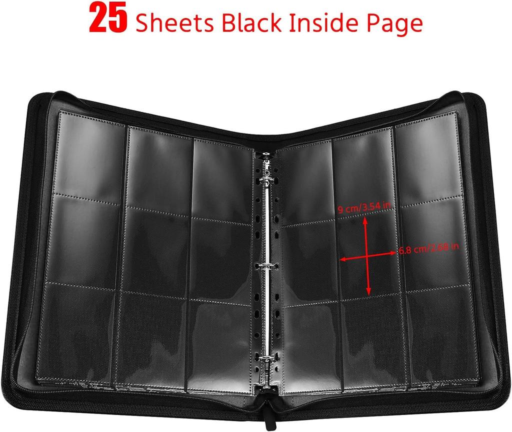 PAKESI Star Card Card File 9 Pockets 25 Inner Leaflets Holds 450 Pieces PU Card Sheet Collect Star Cards and Other Cards Star Card Collection File