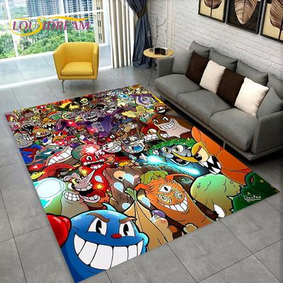 Game,Cuphead and Mugman,Gamer Area Rug,Carpet Rug for Living Room Bedroom Sofa Doormat Decoration, Kids Play Non-slip Floor Mat