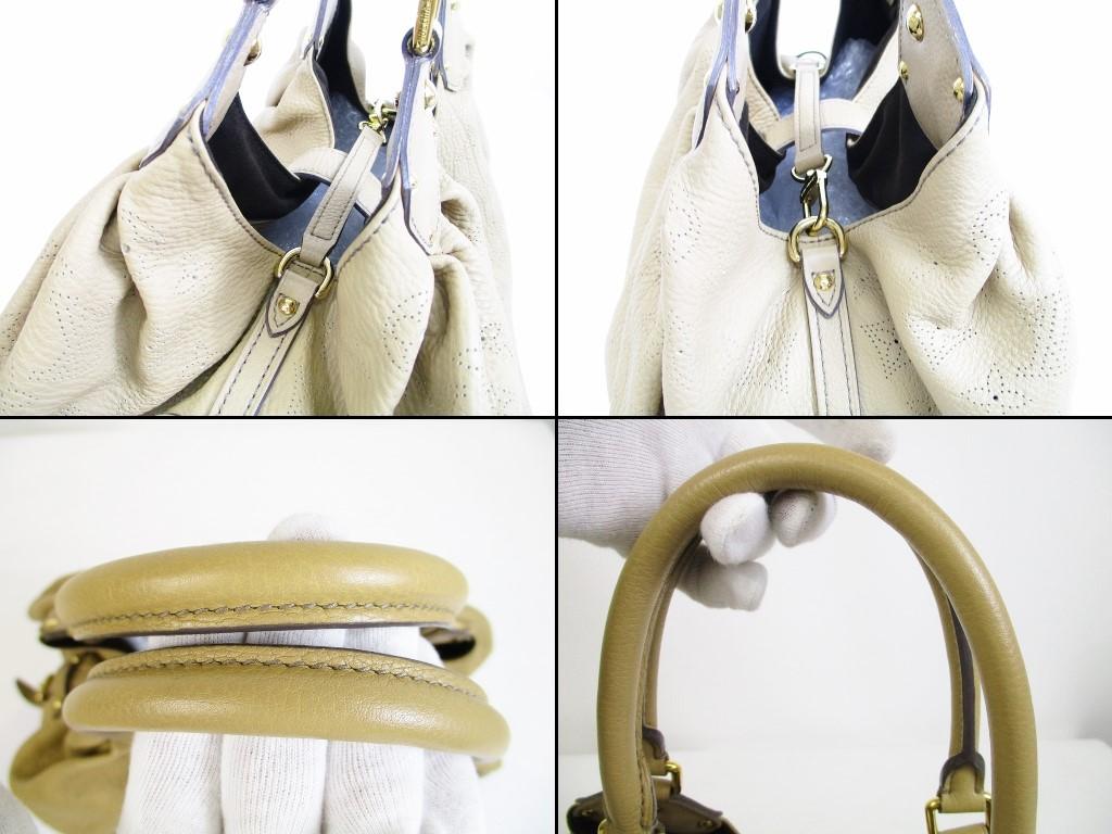 Authentische LOUIS VUITTON Mahina Leder Beige Tote & Shopper Tasche Geldbörse Neo L #6367 Generalüberholt