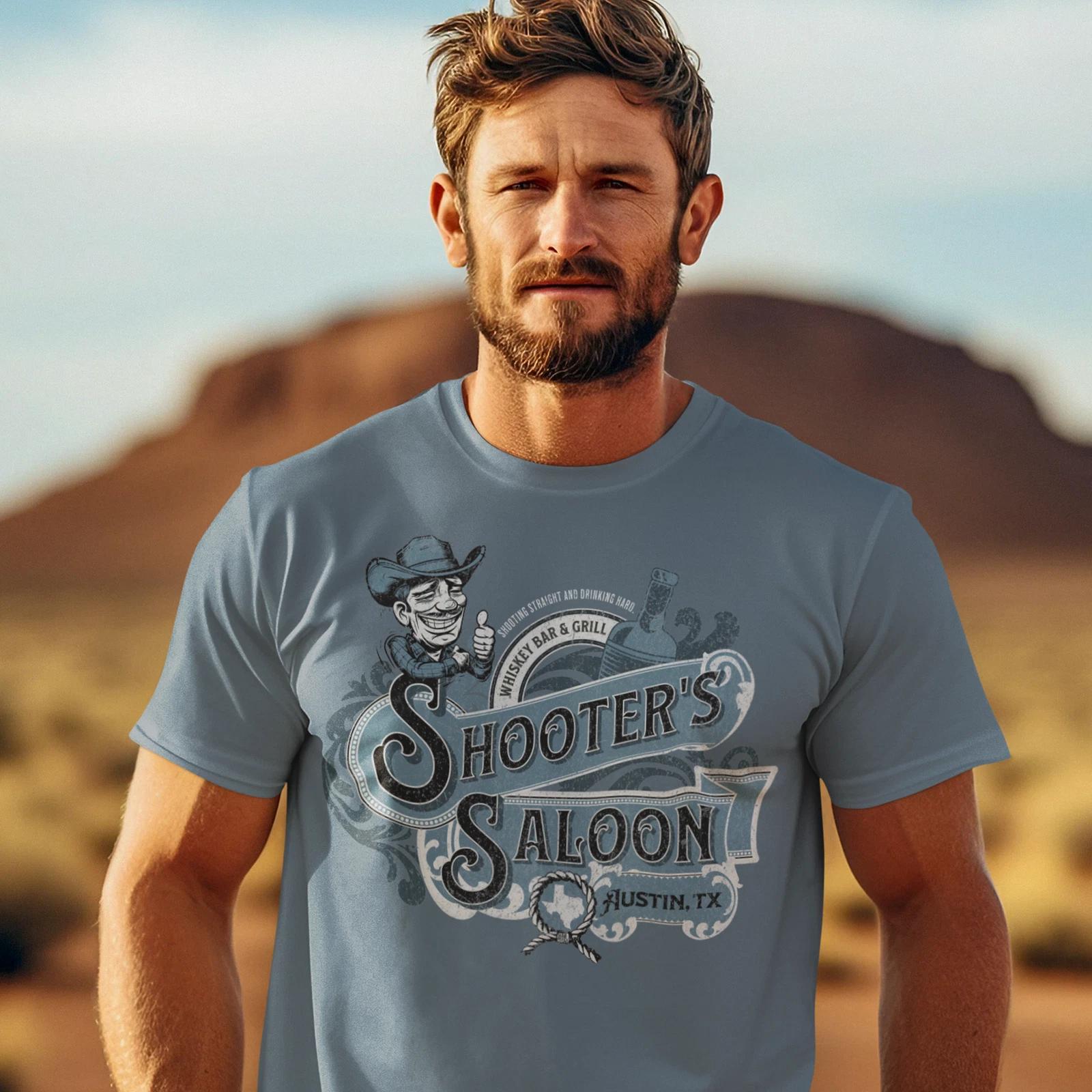 Shooter s Saloon Dive Bar T-shirt, Retro Western Bar Tee M