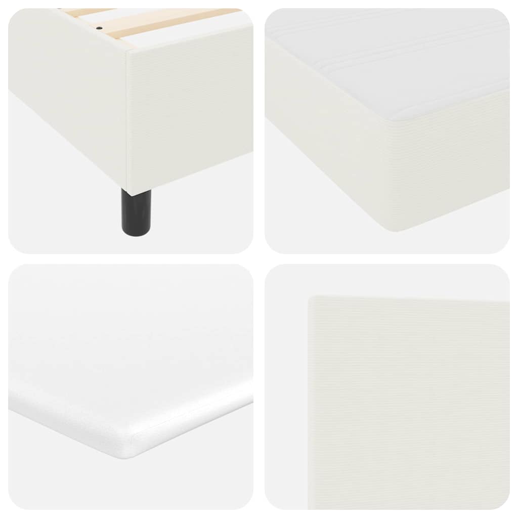 LED Box Spring Bed in Cream and White 200 x 200 cm Cord Fabric