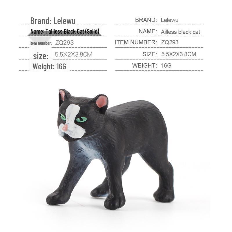 Children's Black and White Kitten Simulation Set - Toy Cat Figurine