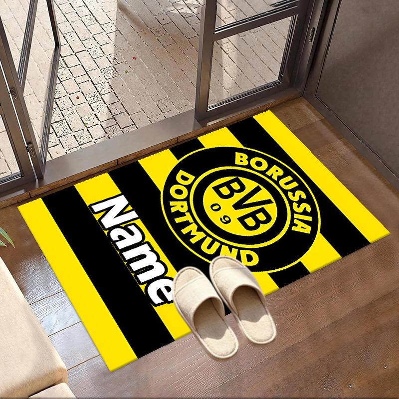 Custom Name Personalized Borussia Dortmund Print Carpet, Versatile Home Decor Rug, for Playroom, Apartment, Balcony, Entryway, Hallway Gift
