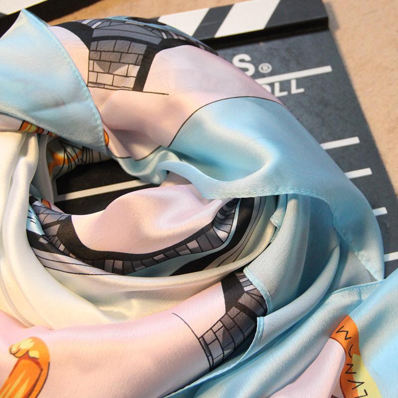 Japan and Korea Fashion Simulation Silk Scarf New Silk Satin Digital Printing Silk Scarf Large Square Scarf Silk Scarf, Women's Spring Silk Scarf