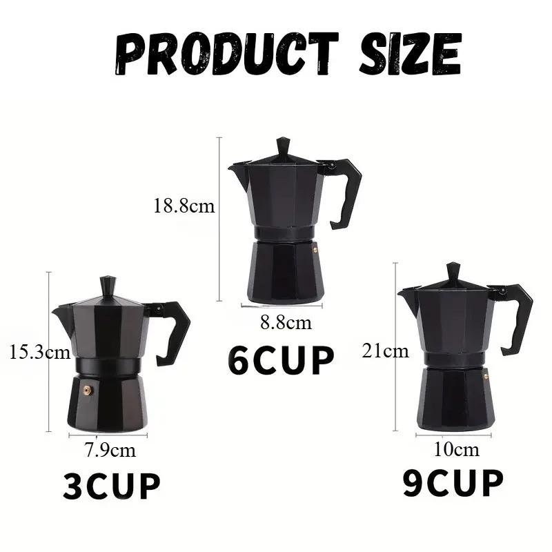 Aluminium Moka Pot Klassieke Koffiezetter voor op het Fornuis Herbruikbaar Filter Espresso Koffiezetter met Anti-brandgreep Ontwerp Keuken Gebruik