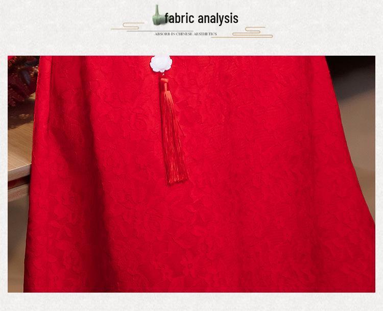 Nové podzimní/zimní červené čínské šaty s dlouhým rukávem, svatební a plesové šaty