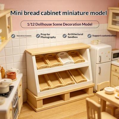 1Pcs 1 12 Dollhouse Bread Rack Cake Cabinet Storage Shelf Model for Miniature Food Shop Decoration