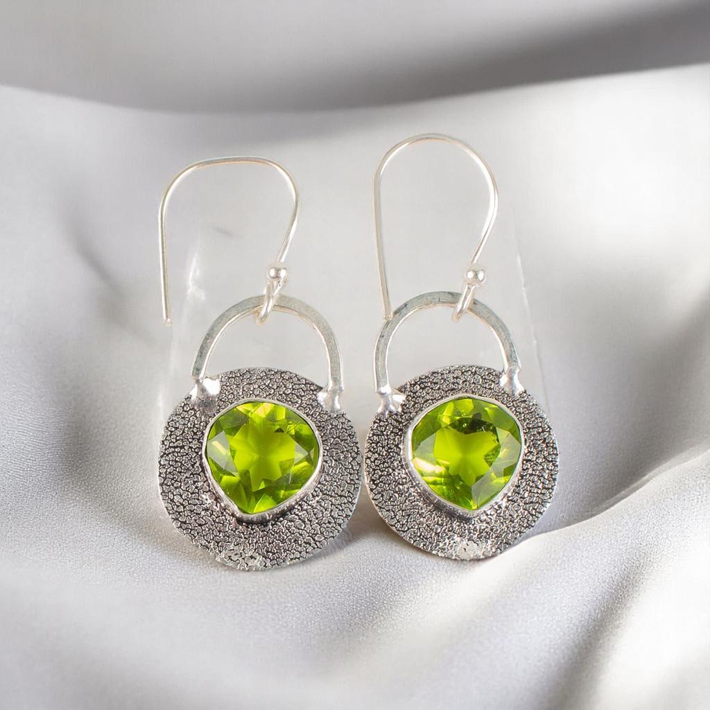 Peridot Gemstone 925 Sterling Silver Jewelry Handmade Earrings1.30" Gift For Her EE-63-8