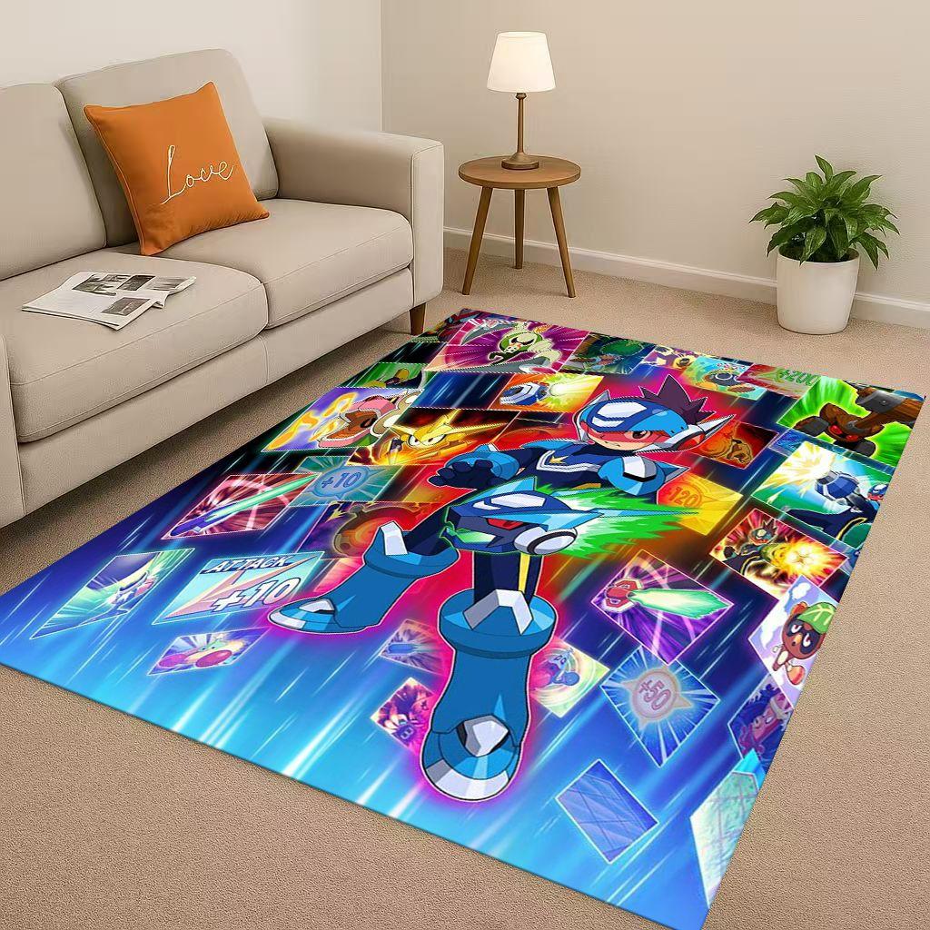 HD Retro Game Rockman Mega Man Living Room Non-Slip Area Rug Soft Carpet for Bedroom Playroom Sofa,Easy Clean Home Decor Doormat