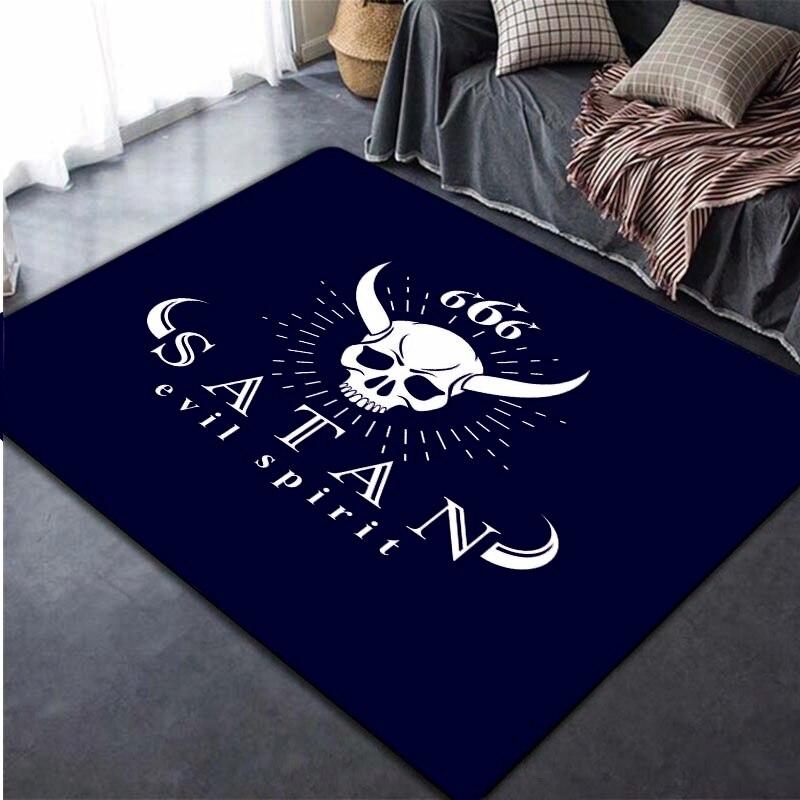 

Череп, сатанинська коза, демон, версія, 3D-друковані килимки для спальні та офісу, м’який нековзкий сучасний килим 60cm x 90cm