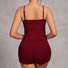 Summer Solid Button Elasticity Pajamas Set for Women Homewear Sexy Slim Pijama Sling Crop Tops and Shorts 2 Pieces Set Sleepwear
