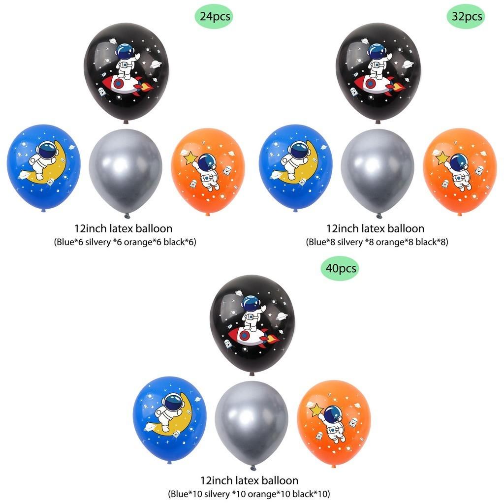 Astronaut Rocket Space Theme Children Birthday Party Decor Set Paper Handmade Mechanical Scene Props Mix 24 Balloons
