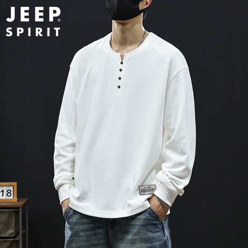 JEEP SPIRIT Men s Heavyweight Henley Collar Long Sleeve T-Shirt XL