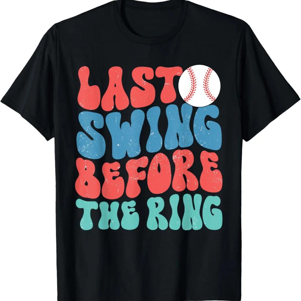 Last Swing Before The Ring Baseball Bachelorette Groovy T-Shirt
