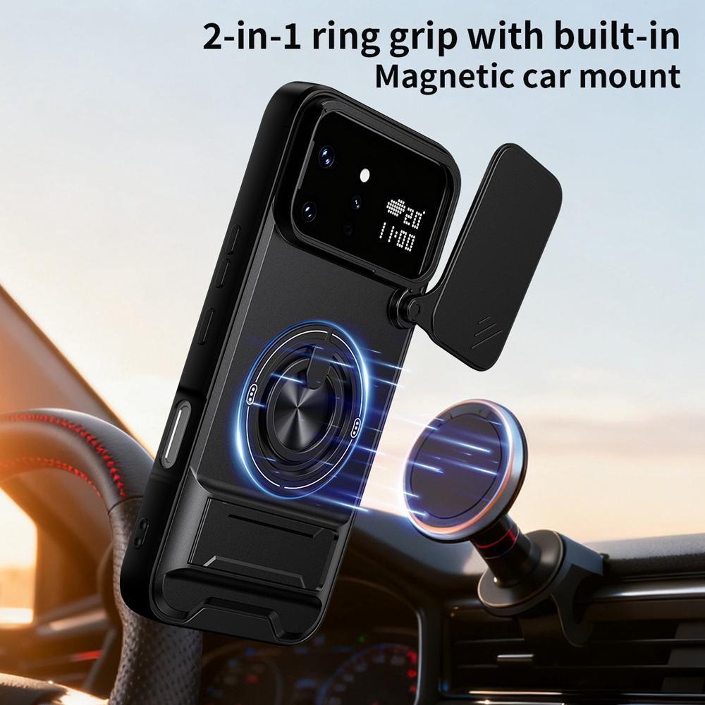 KEYSION Magnetic Phone Case for Infinix Note 60 Ultra 5G Slide Camera Protection Upright Stand 360° Ring Shockproof Back Cover