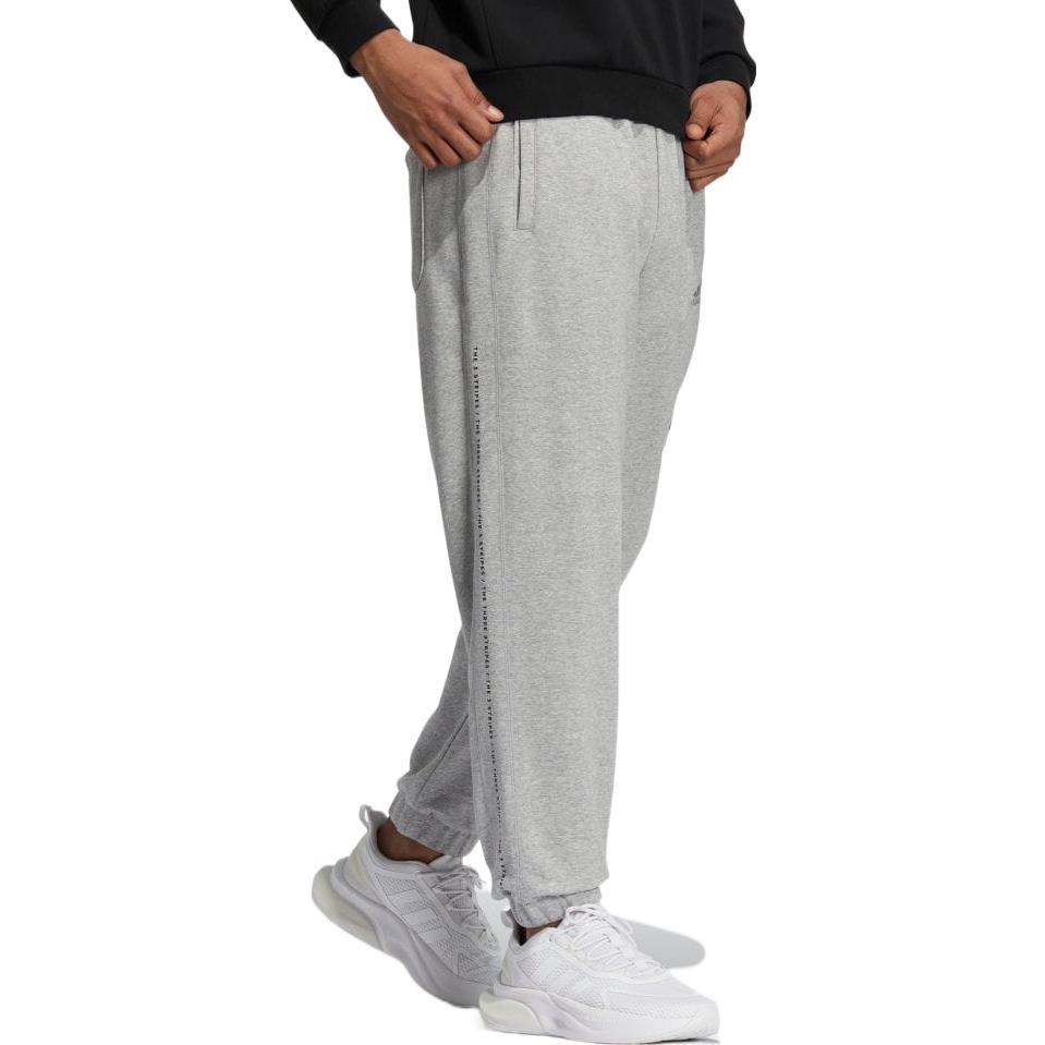 Adidas Alphabet Print Elastic Waist Casual Pants Unisex Bottoms Light-Heather-Grey IA9434